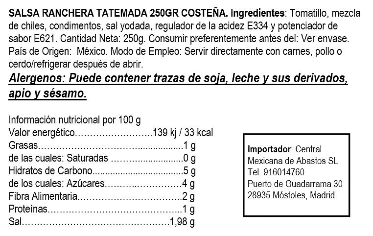 Salsa Ranchera 250 g - La Costeña 2 Salsa Ranchera 250 g - La Costeña - Imagen 2