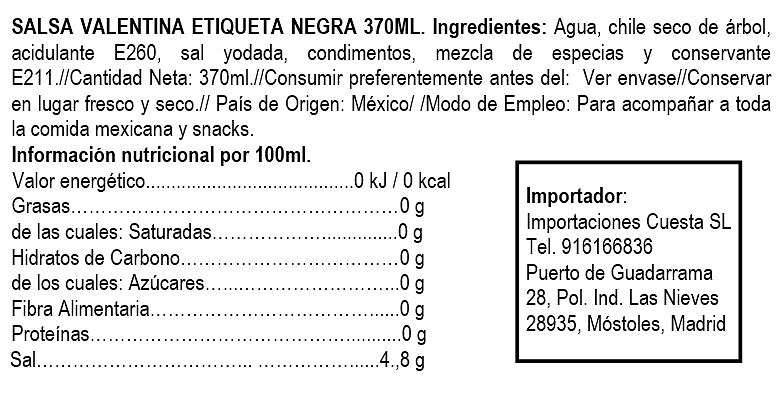 Salsa Valentina (Etiqueta Negra) 370ml - Valentina 2 Salsa Valentina (Etiqueta Negra) 370ml - Valentina - Imagen 2