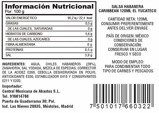 Salsa Habanero Caribbean 120 ml - El Yucateco 2 Salsa Habanero Caribbean 120 ml - El Yucateco - Imagen 2