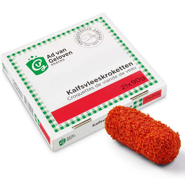 Kalfskroket 21x90 g (congelado) - Ad van Geloven 1 Kalfskroket 21x90 g (congelado) - Ad van Geloven